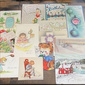 Vintage lot of 18 greeting cards, different occasions, some never used
